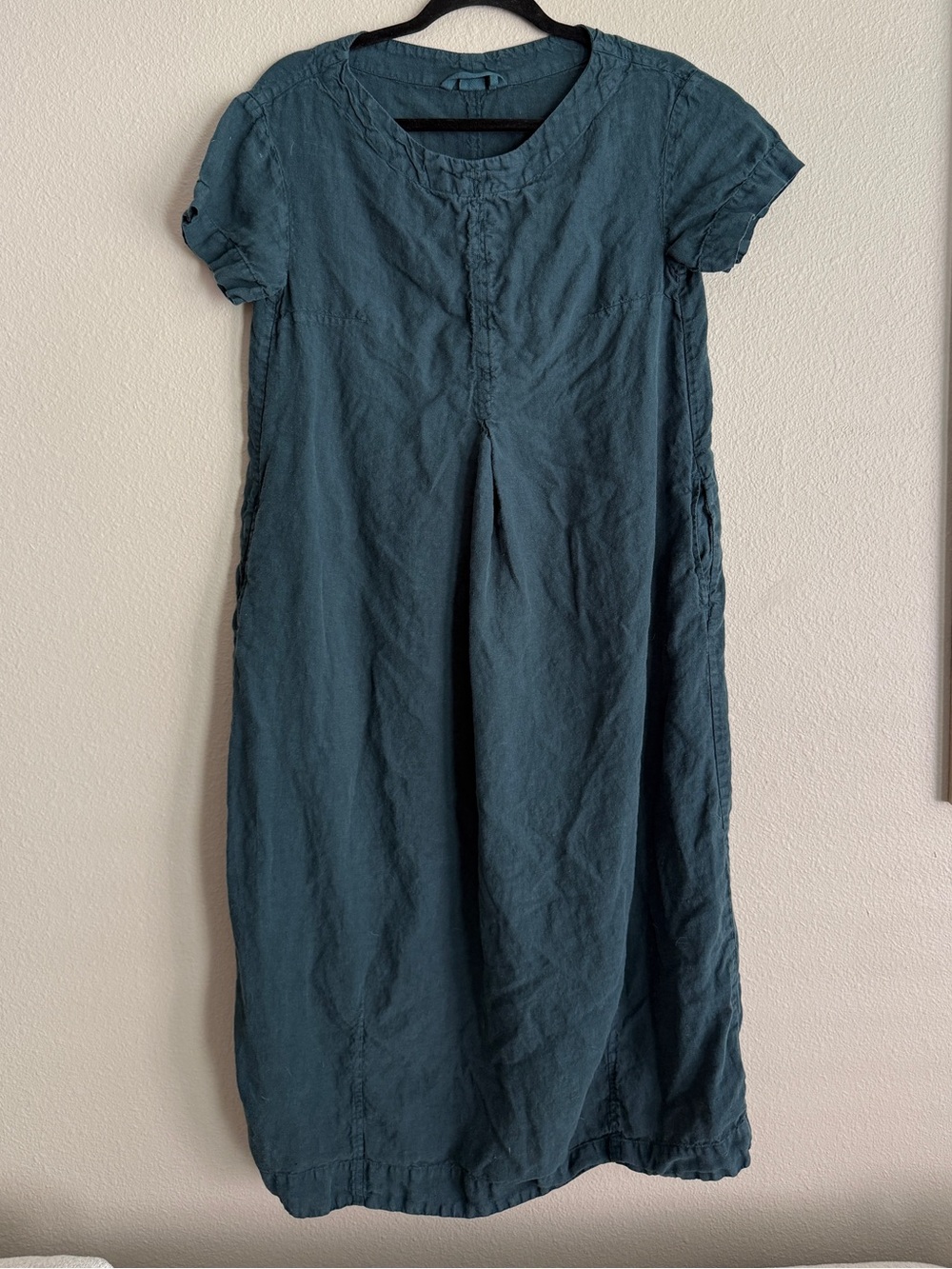 TOAST Women’s Sz XS 100% Linen Dress Rounded Linen Dress in Puck Teal Green